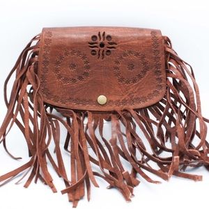 Handmade Leather Fringe Bag HM050